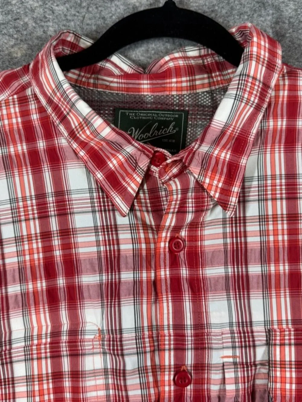 Woolrich Plaid Outdoor Button Down Shirt Red White Hiking Fishing Size XXL - Picture 3 of 14